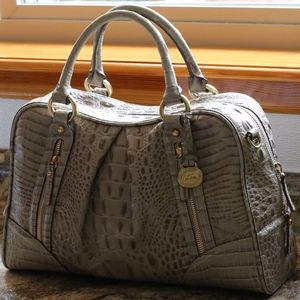 Brahmin Grey Leather Shoulder Bag